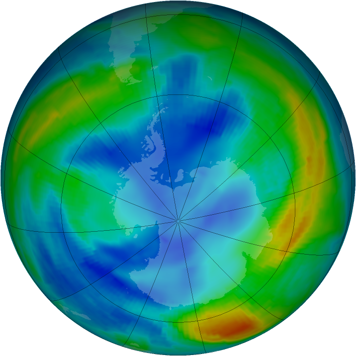Antarctic ozone map for 08 August 1997